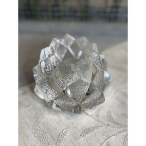 Vtg Orrefors Sweden Artichoke Crystal Firefly Candle Holder 3"